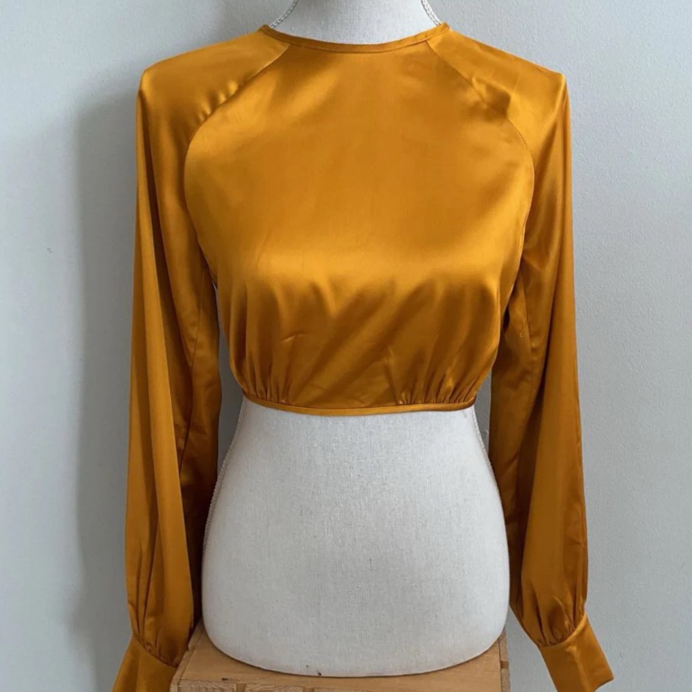 Mustard Satin wrap top